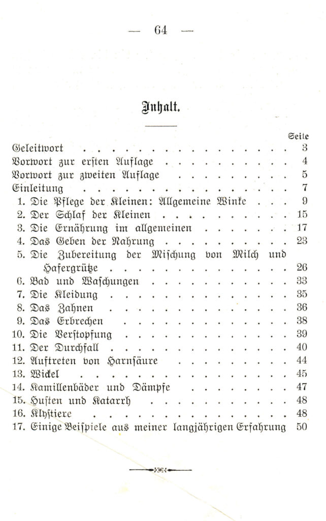 Abbildung Inhaltsverzeichnis Friederike Bolzer, Kinderpflege und -ernährung